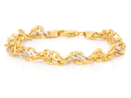 9ct Two-Tone Gold Filled 19cm Singapore Link Bracelet Online