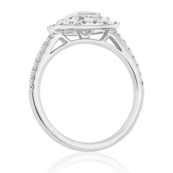 18 White Gold 1.30 Carat Diamond Halo Ring Cheap