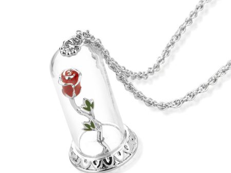 DISNEY Beauty and The Beast Enchanted Rose Necklace on Sale