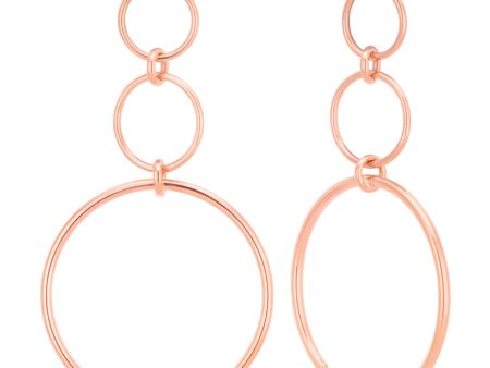 9ct Rose Gold Graduated Triple Circle Drop Earrings Online Hot Sale