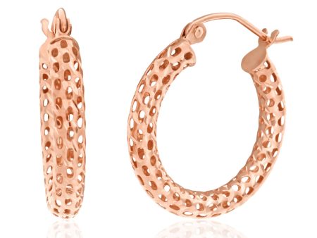 9ct rose Gold Cutout All Round 3mm x 20mm Hoops Earrings Sale