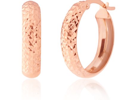 9ct Rose Gold Diamond Cut Hoop Earrings Online Sale