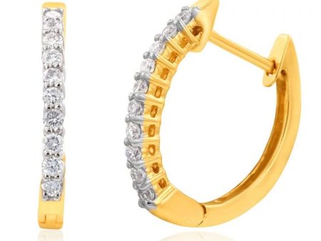 Luminesce Lab Grown 1 4 Carat Diamond Claw Hoop Earrings in 9ct Yellow Gold on Sale