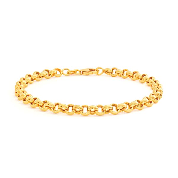 9ct Superb Yellow Gold Silver Filled Belcher Bracelet on Sale