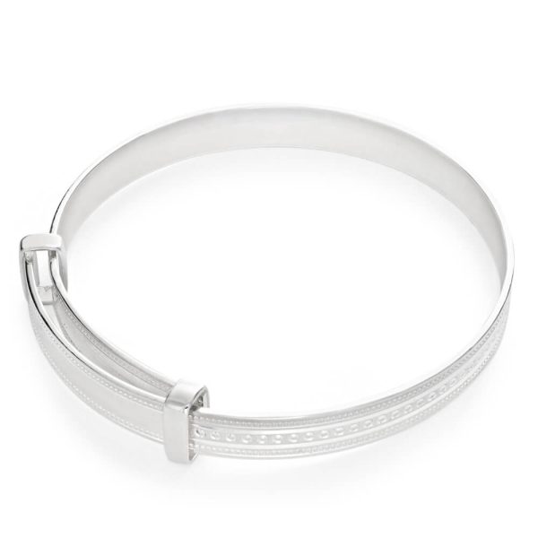 Sterling Silver Milgrain ID Plate Expandable Baby Bangle Supply