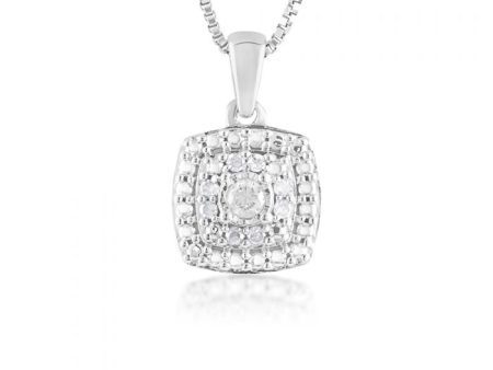 9 Diamonds Pendant in Sterling Silver on 46cm Chain Online Sale