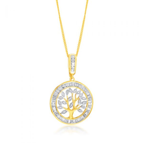 18ct Yellow Gold & White Gold Diamond Pendant Online now