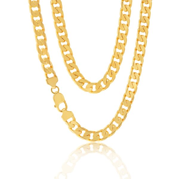 9ct Yellow Solid Gold 300 Gauge 55cm Curb Chain Hot on Sale