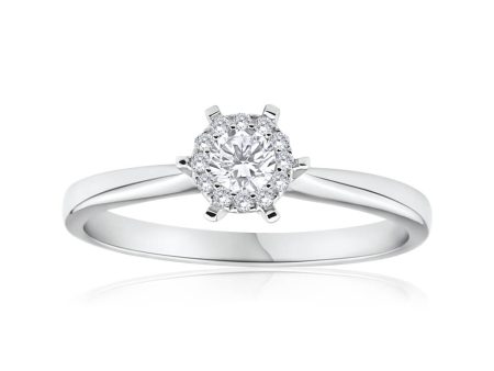 18ct White Gold Ring With 0.25 Carats Of Claw Set Diamonds Online Sale