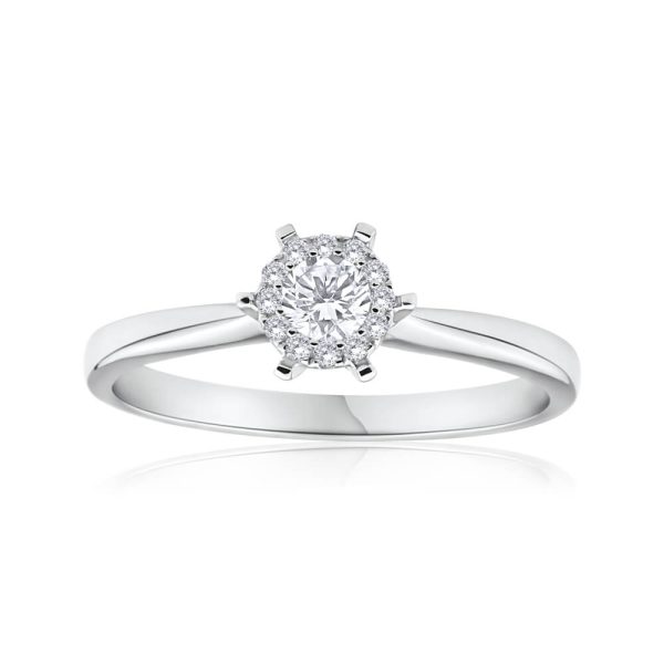 18ct White Gold Ring With 0.25 Carats Of Claw Set Diamonds Online Sale