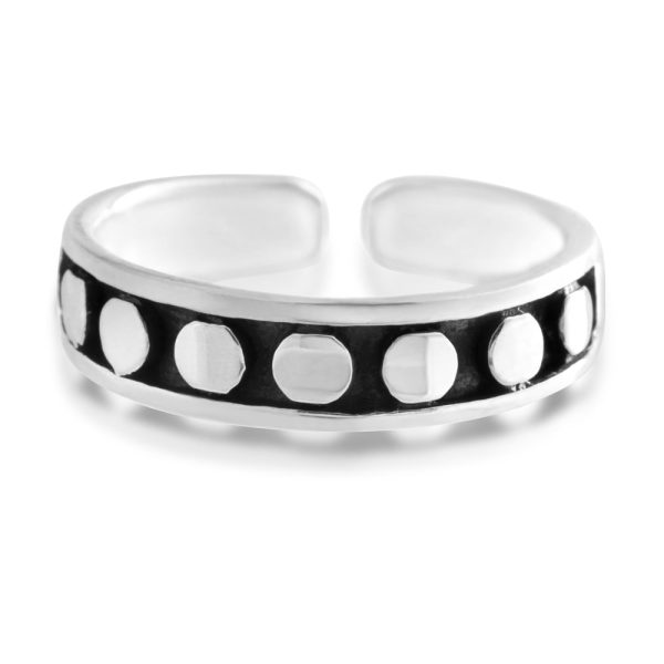 Sterling Silver Toe Ring Dots Oxidised Online now