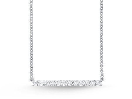 Memoire 18ct White Gold 0.30 Carat Diamond Horizontal Bar Necklace 45cm For Discount