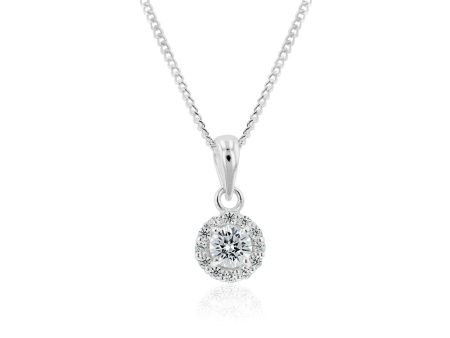 Sterling Silver Zirconia Round Pendant For Discount