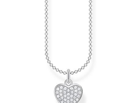 Sterling Silver Thomas Sabo Charm Club Heart Zirconia Pave Necklace 38-45cm Online Hot Sale