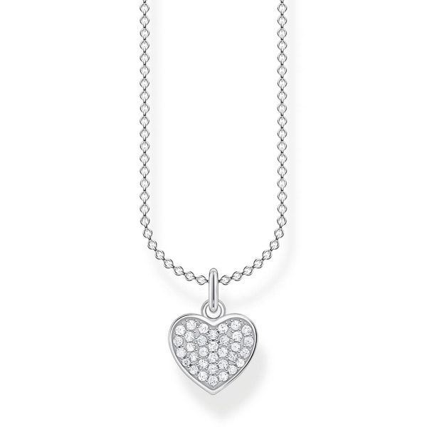 Sterling Silver Thomas Sabo Charm Club Heart Zirconia Pave Necklace 38-45cm Online Hot Sale