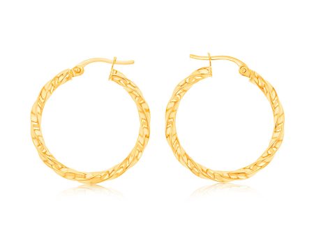 9ct Yellow Gold twist 20mm Hoops Earrings Online Sale