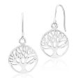 Sterling Silver Tree of Life Round Drop Earrings Discount