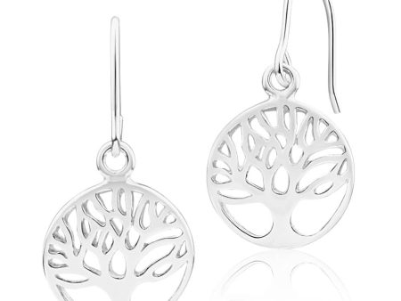 Sterling Silver Tree of Life Round Drop Earrings Discount