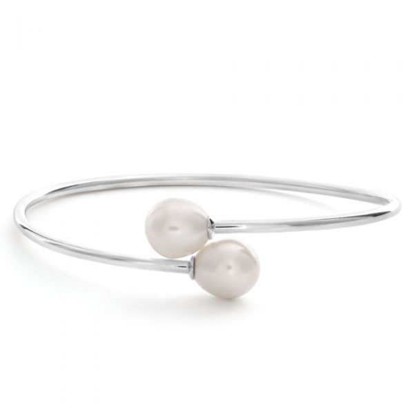 Sterling Silver 8-10mm Freshwater Pearl Bangle Online Hot Sale