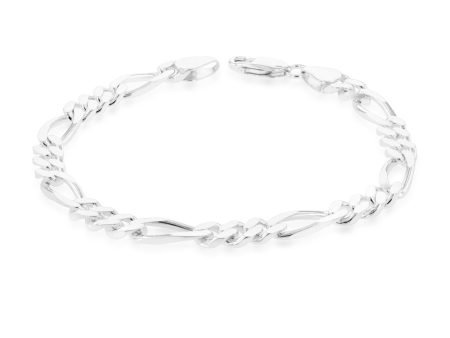 21cm Sterling Silver Figaro 180 Gauge 1:3 Bracelet Online Sale