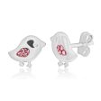 Sterling Silver Pink Bird Cubic Zirconia Stud Earrings Online