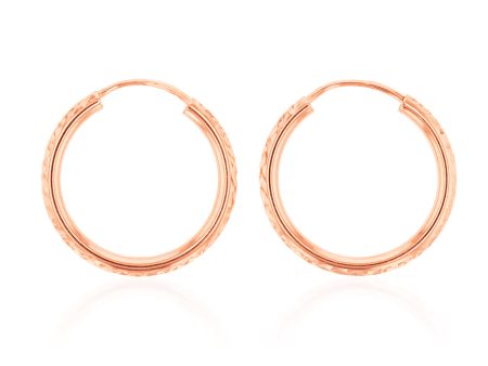 9ct Silverfilled Rose Gold Diamond Cut 15mm Sleeper Earrings For Sale