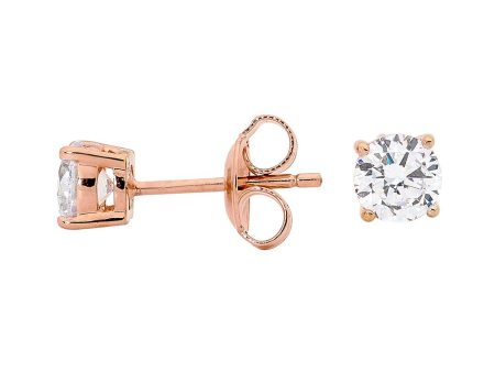 Georgini 5mm Zirconia Rose Gold Plated Sterling Silver Stud Earrings on Sale