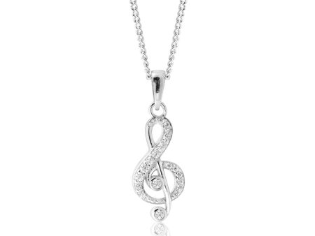 Sterling Silver Zirconia Treble Clef Pendant Cheap