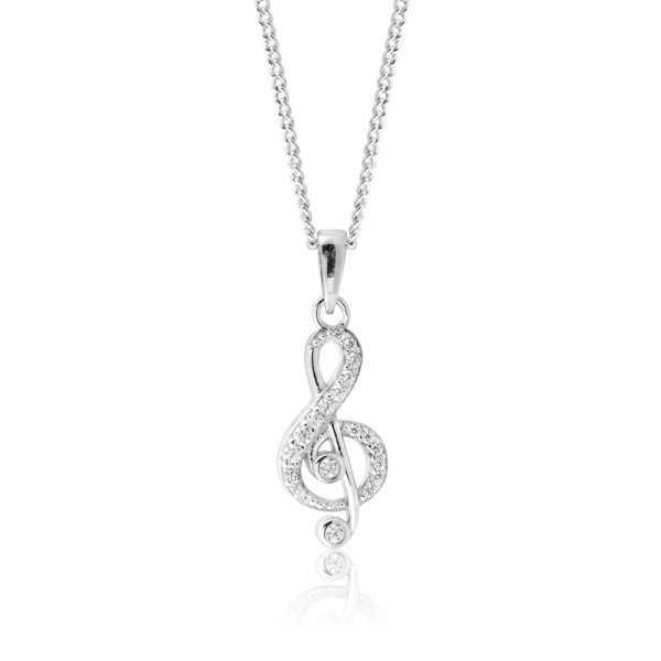 Sterling Silver Zirconia Treble Clef Pendant Cheap