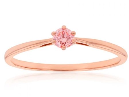 Luminesce Lab Grown 0.15 Carat Pink Diamond Ring set in 9ct Rose Gold 6 Claw Setting For Discount