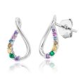 Sterling Silver Rainbow Multicolour Cubic Zirconia On Infinity Earrings Online Sale