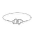 Sterling Silver Stardust Double Heart Hinged Bangle Sale