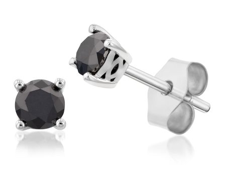 Sterling Silver1 Carat Black Diamond Stud Earrings Discount