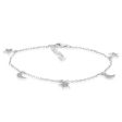 Sterling Silver Rhodium Plated Cubic Zirconia Moon And Star Charm 21.5cm Bracelets Cheap