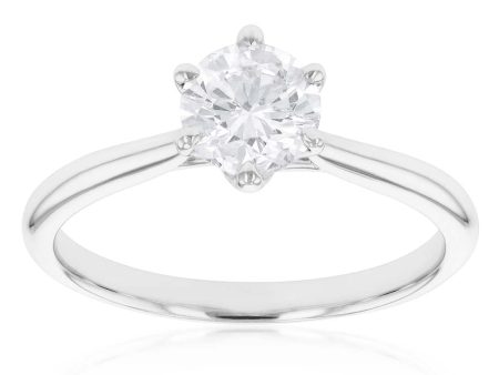 18ct White Gold Solitaire Ring with 1.00 Carat GI SI Certified Diamond For Cheap