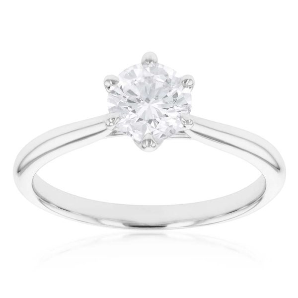 18ct White Gold Solitaire Ring with 1.00 Carat GI SI Certified Diamond For Cheap