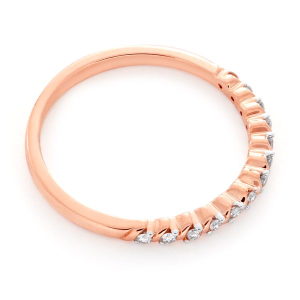 9ct Rose Gold Diamond Ring with 13 Brilliant Cut Diamonds and Rhodium Plated Claws Online now