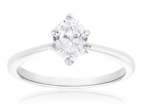 Luminesce Lab Grown 1 Carat Diamond Oval Solitaire Ring set in 14ct White Gold Hot on Sale