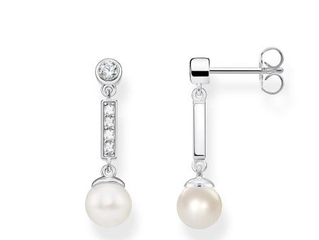 Sterling Silver Thomas Sabo Zirconia and Pearl Drop Earrings Sale