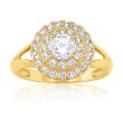 9ct Yellow Gold Zirconia Round Fancy Ring Hot on Sale