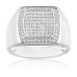 Sterling Silver Zirconia Grid Gents Ring Discount