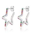 Sterling Silver Rainbow Multicolour Cubic Zirconia Open Star Stud Earrings Online now