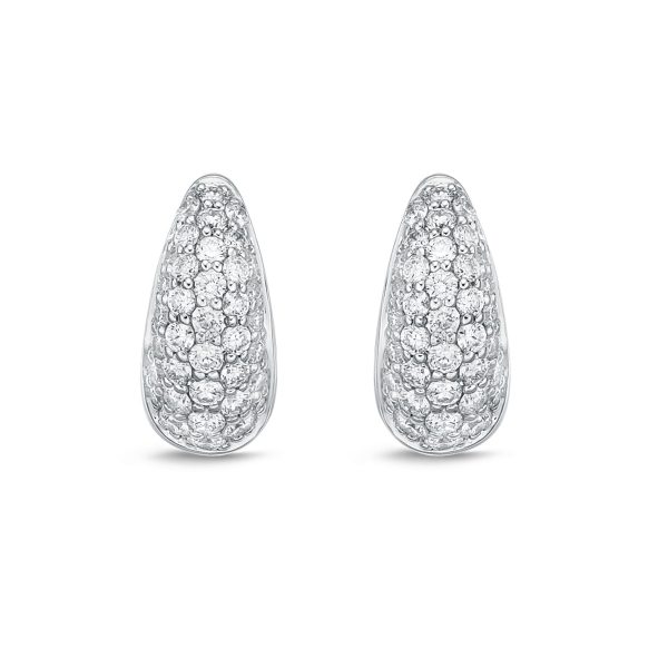 Memoire 18ct White Gold 1 2 Carat Diamond Pave Hoop Earrings Supply