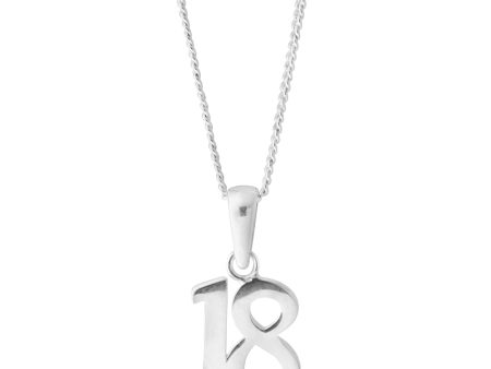 Sterling Silver Number 18 Pendant For Sale