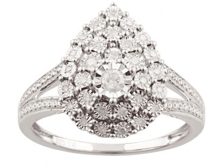 0.20 Carat Diamond Cluster Ring with 30 Brilliant Cut Diamonds in Sterling Silver Discount