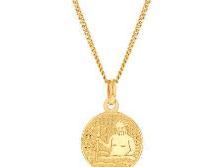 9ct Yellow Gold Zodiac Aquarius Pendant For Sale