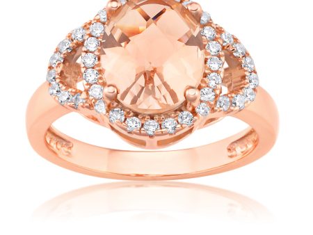 Rose Gold Plated Morgalite Pink Obsidian & Zirconia Ring Hot on Sale