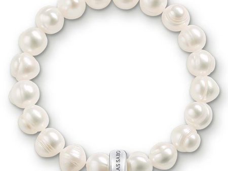 Sterling Silver Thomas Sabo Charm Club Fresh Water Pearl Bracelet 15.5cm For Cheap