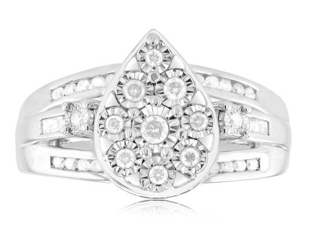 1 2 Carat Diamond Pear Shape Cluster Dress Ring in Sterling Silver Online