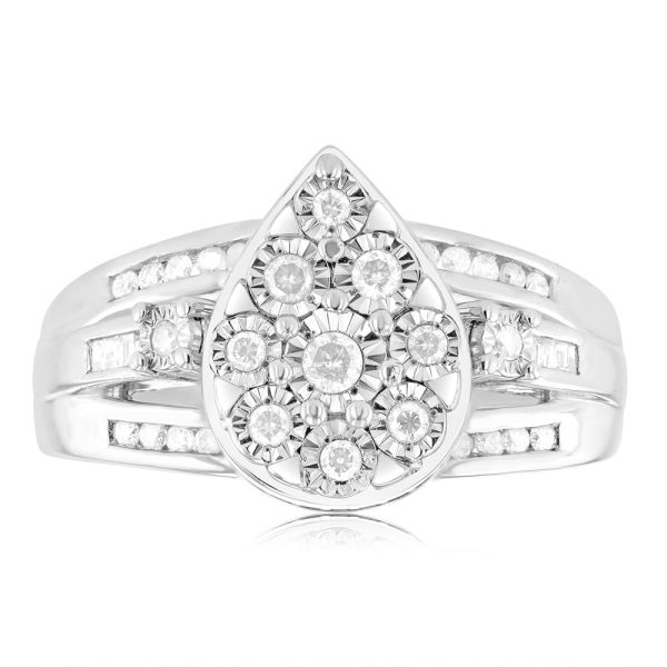 1 2 Carat Diamond Pear Shape Cluster Dress Ring in Sterling Silver Online